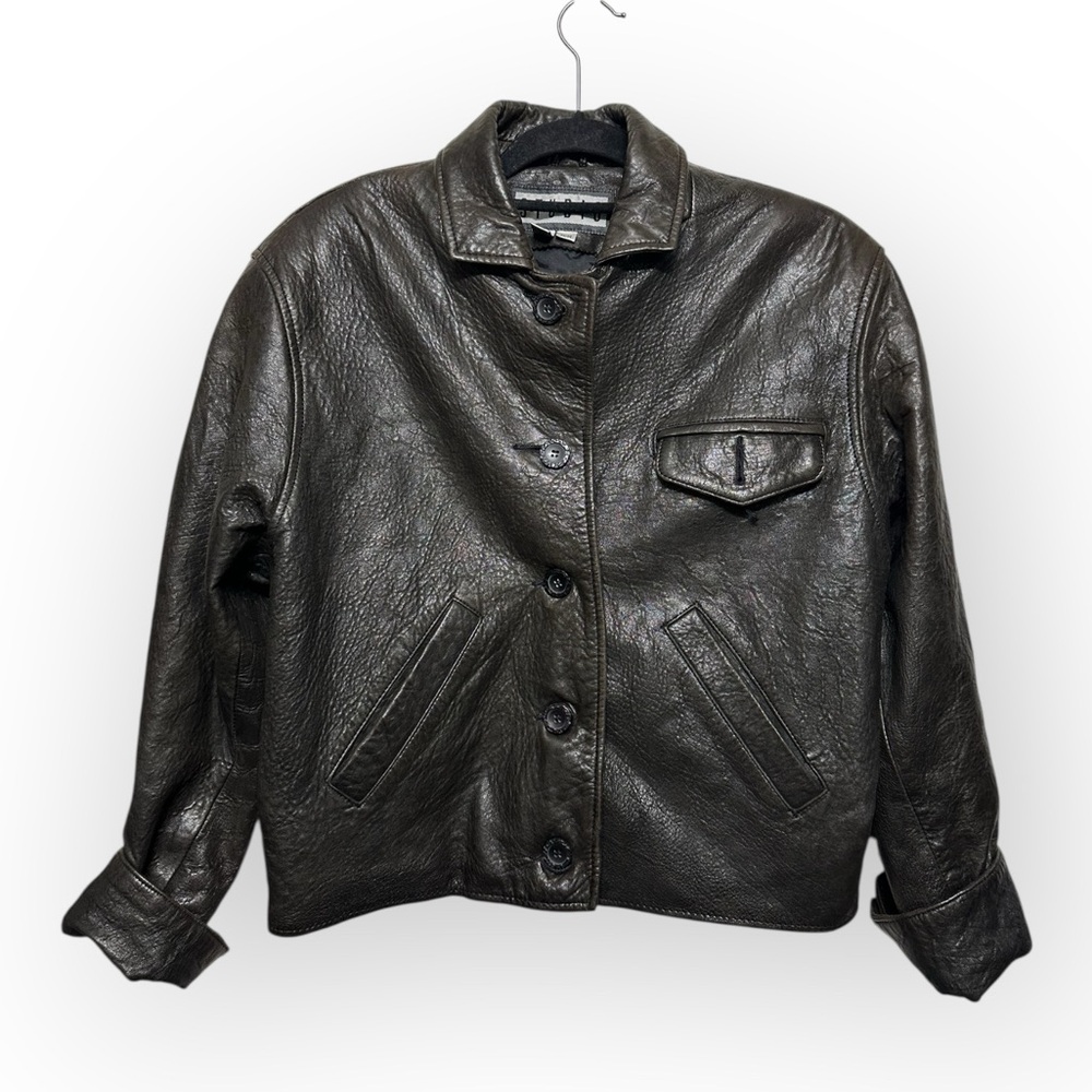 Siena Studio Dark Brown Leather Button-Front Jacket - Picture 2 of 14